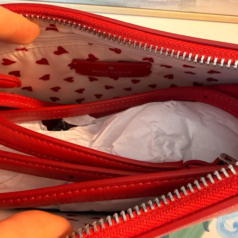 Kate Spade Red heart Nova Braided Handle Small Crescent Shoulder/Crossbody Bag - Picture 10 of 10